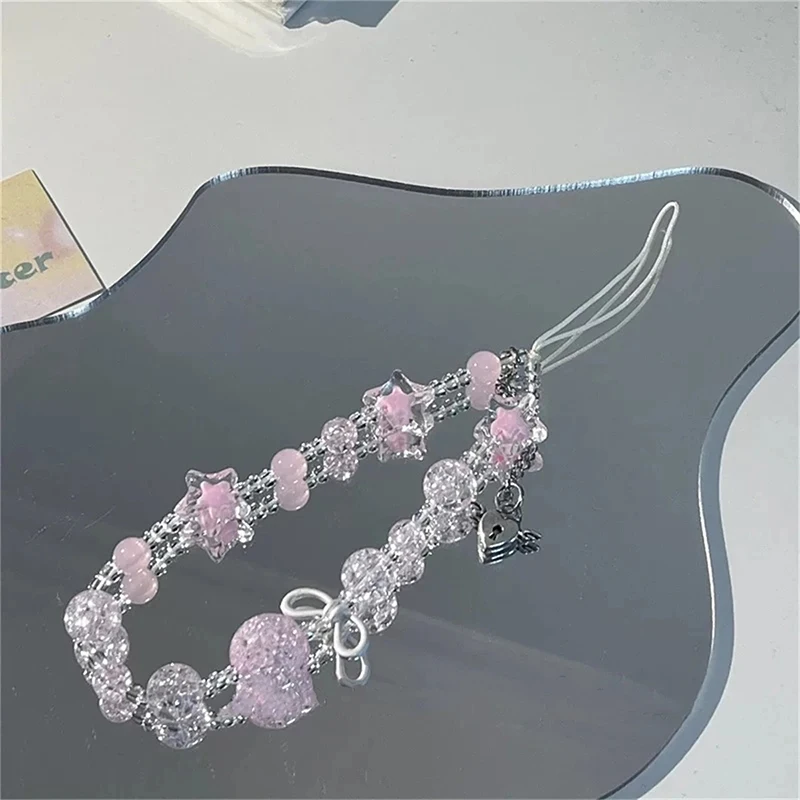 Ins Style Sweet And Cute Versatile Mobile Phone Chain Star Mobile Phone Pendant Pink CCD Pendant Bow Camera Pendant