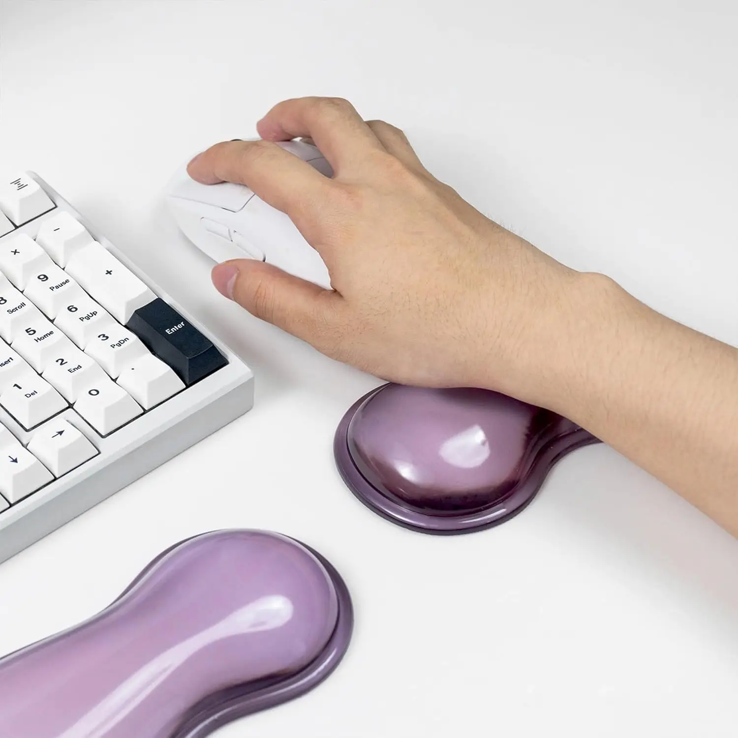 Ergonomic Silicone Gel Keyboard and Mouse Wrist Rest Clear Wrist Rest for Computer Keyboard 60%/68%/75%