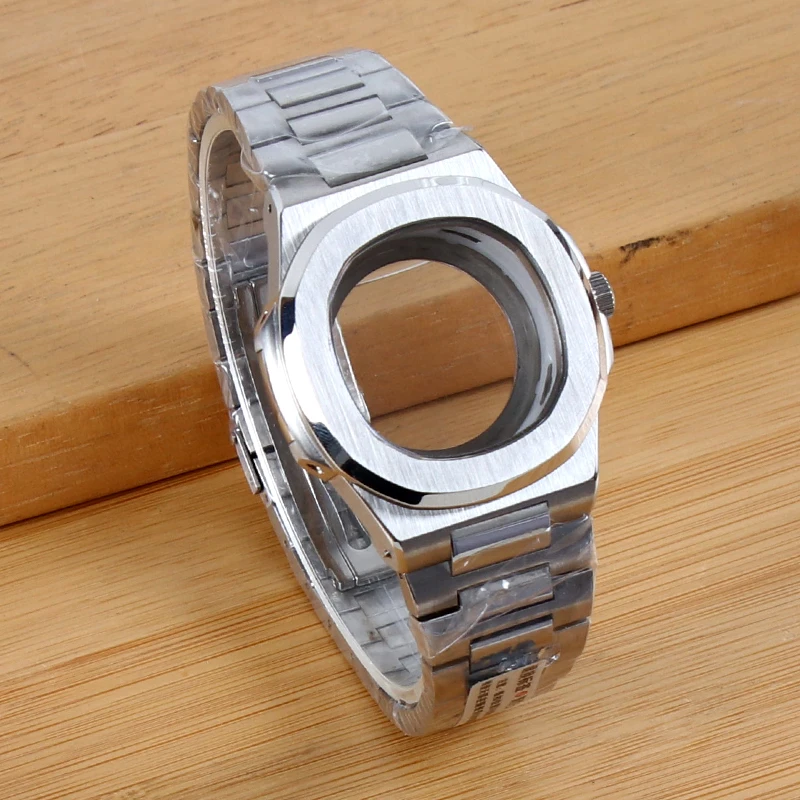 

41mm NH35 Watch Case Bracelet Strap Stainless Steel Waterproof Watch Accessory Mod Parts For Nautilus NH36 Automatic Movement