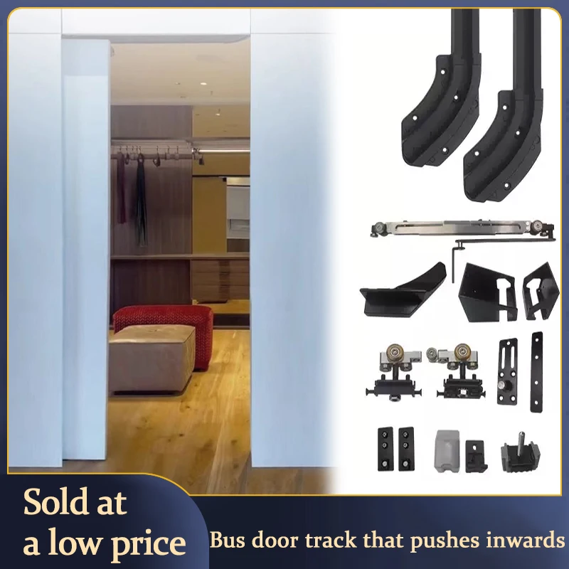

Hidden Track Quiet Buffered Sliding Door Hardware Dual Cushion System Aluminum Wood Door Overhead Pulley For Bedroom Entrance
