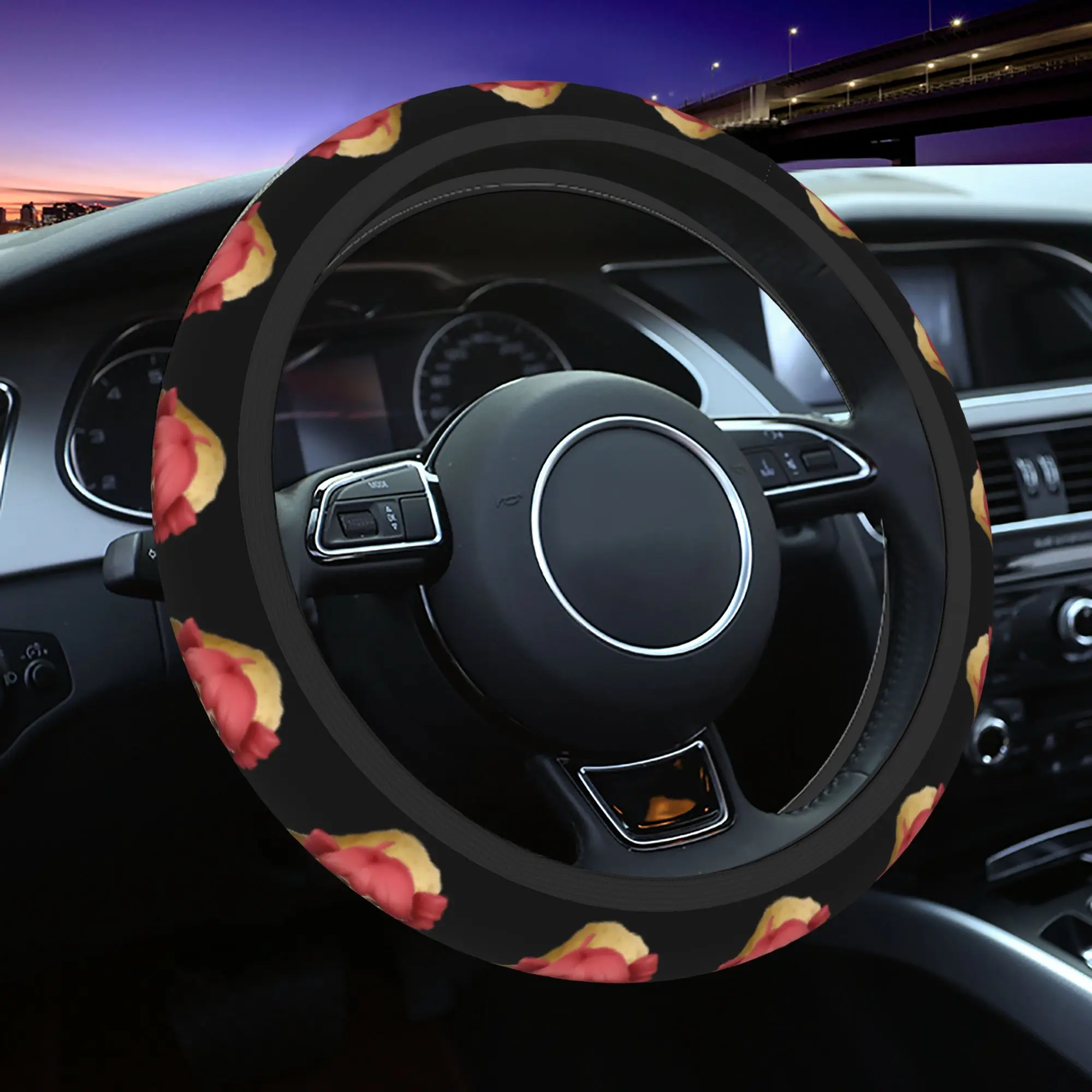 Poteto Creative Kasanes Expression Tetoes Car Steering Wheel Cover 38cm Universal Elastic Funny Potato Auto Protector Decoration