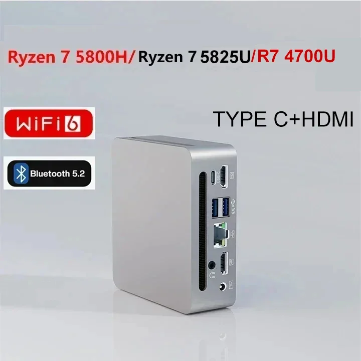 SZBOX S58 AMD Ryzen 7 5800H/Ryzen 7 5825U/R7 4700U كمبيوتر صغير Windows 11 DDR4 3200Mhz Nvme SSD WiFi6 BT5.2 كمبيوتر ألعاب صغير
