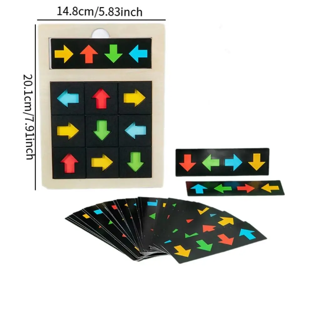 Direzione in legno Cognizione Gioco sensoriale Puzzle Apprendimento Montessori Parroccio Colorato Educativo Forma di colore Corrispondenza Bambini