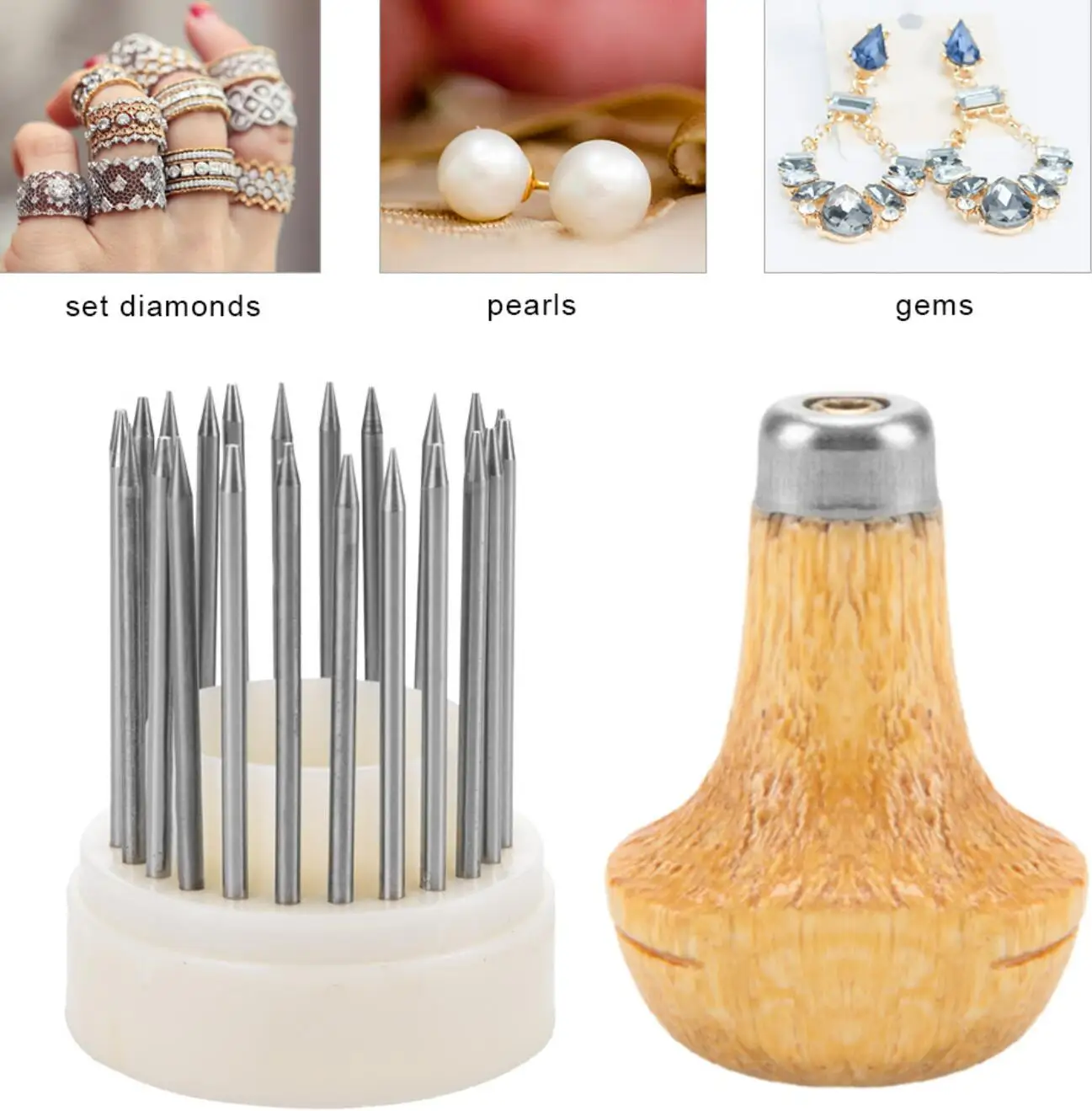 

23pcs Beading Grain Tools Graver Beader with Wood Handle for Goldsmith Diamond Stone Beards Setting Tool Jeweler Jewelry Tools