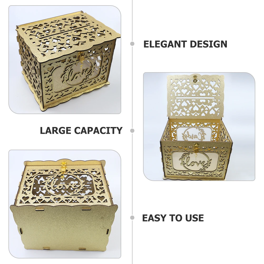 

Wooden Hollow Decor Box for Wedding Party Container Blessing Post Holder Storage Boxes Greeting Cards Collectors