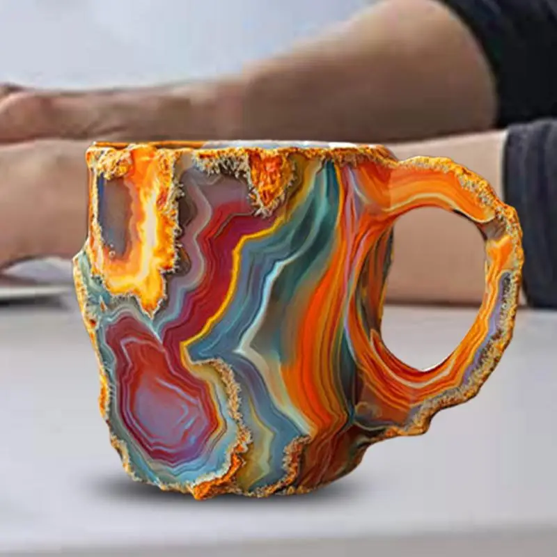 Creative Elegant Coffee Mug resin Agate Crystal Cup Imitation Mineral Crystal Tea Cup Household Water Cup Housewarming Gift