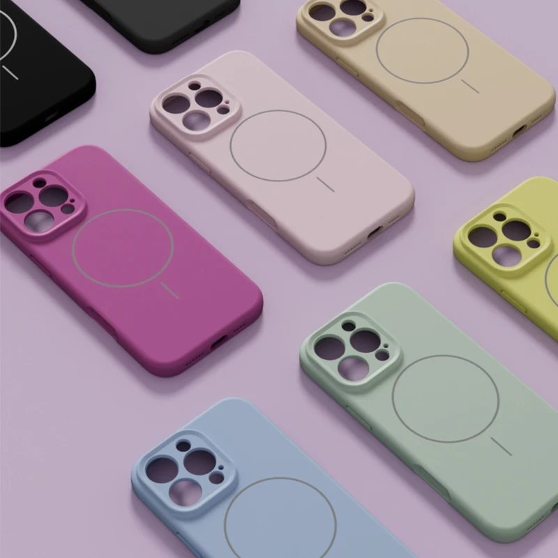 Original For Magsafe Liquid Silicone Soft Case For iPhone 11 12 13 14 15 16 Pro Max Plus XR XS X 16E Magnetic Matte Bumper Cover