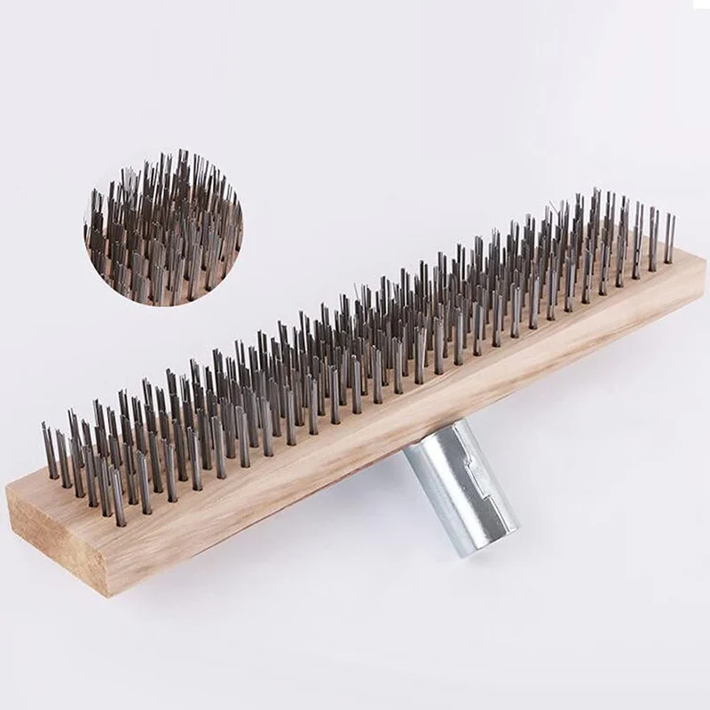 Stainless Steel Wire Brush Industrial Rust Removal Large Floor Brush Head Factory Courtyard  Deck Road Moss Hard Bristle Cleaner