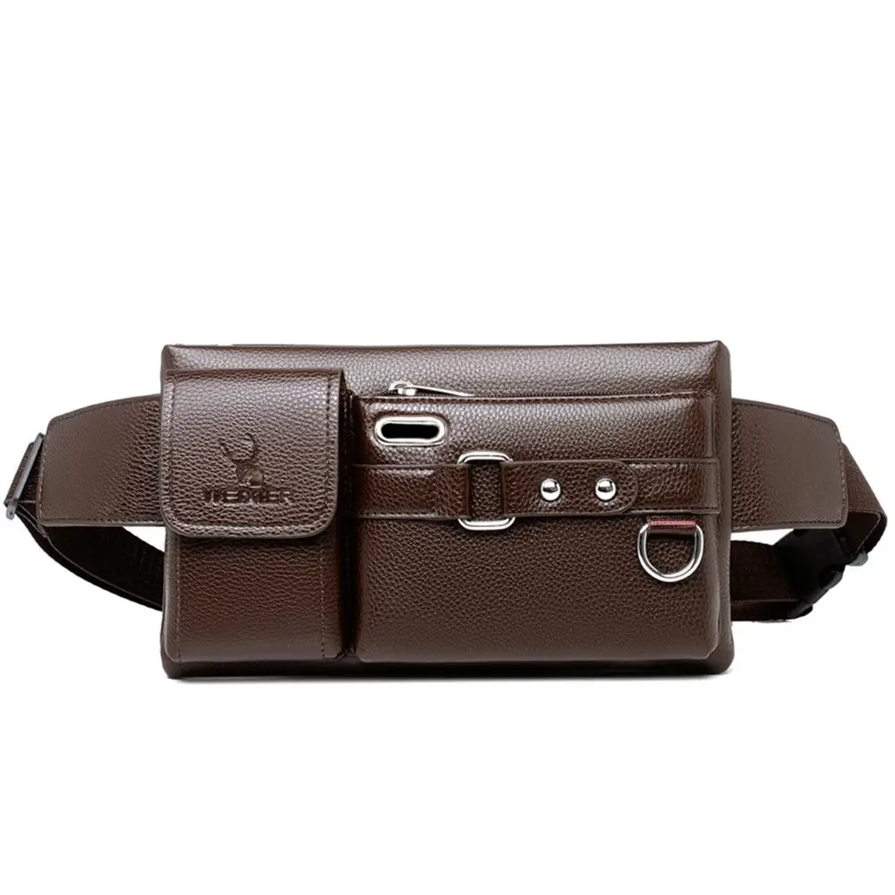 Men\'s Waist Bag Murse Banana Bum Bag Leather Male Fanny Pack Male Shoulder Chest Bags for Phone Travel Man Belt Pouch