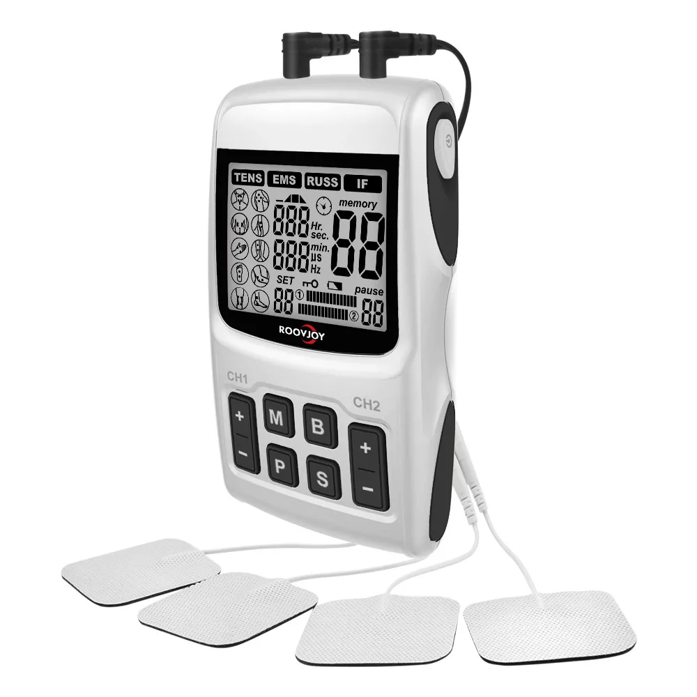 ROOVJOY 4 in 1 Combo Therapy machine, TENS+EMS+RUSS+IF for Pain Relief and Muscle Stimulator