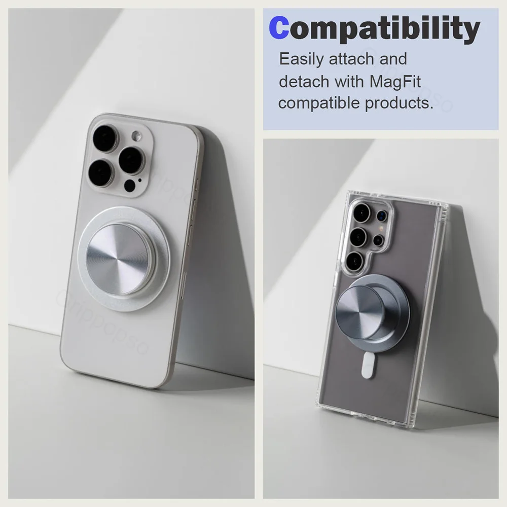 Grippopso 1/2 шт., алюминиевый 52, магнит, магнитный складной держатель для мобильного телефона GripTok, розетка для IPhone, расширяющаяся подставка для кольца на палец