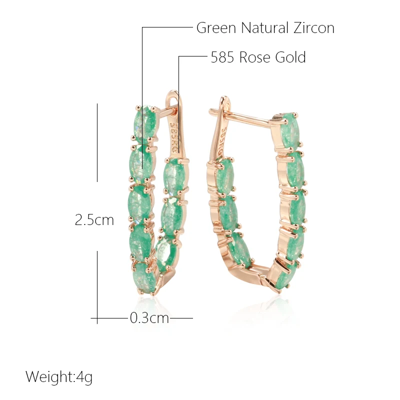 Wbmqda Oval Multicolor Stone Long Drop Earrings For Women 585 Rose Gold Color Full Zircon Setting Luxury Fashion Jewelry Gifts