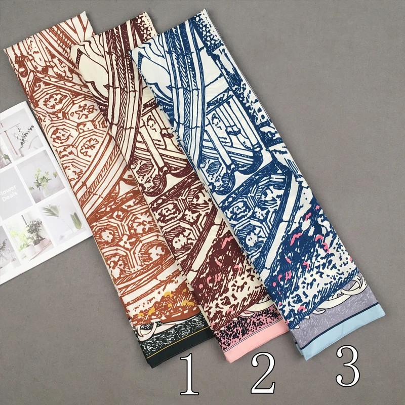 new Luxury Brand Scarf Twill 100% Silk Feels Scarf For Women Fashion  Print Square Scarves Hijab Kerchief For Ladies Shawls