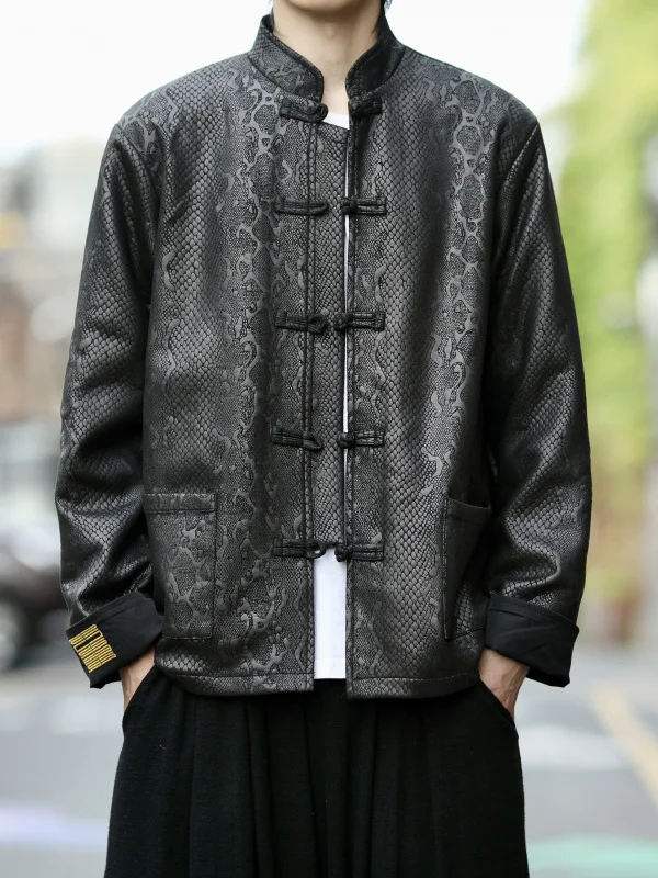 

Men's Suede Jaet Autumn Winter Seasonal Floral Embroidery Collar Buttoned Chinese Sle Outerwear Large Size Trendy Brand R...