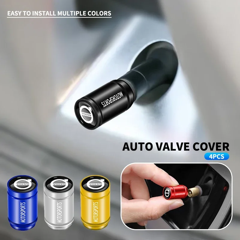 

4 шт. металлическая эмблема автомобиля, колеса, шины, шток клапана, воздушная крышка для Volvo XC-Classic V60 V40 XC90 S60 XC60 V70 S90 XC40 V90 C40 S40 S80L