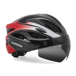 SUPERIDE-casco de ciclismo para hombre y mujer, con gafas y visera solar, ultraligero, para bicicleta de montaña y carretera al aire libre