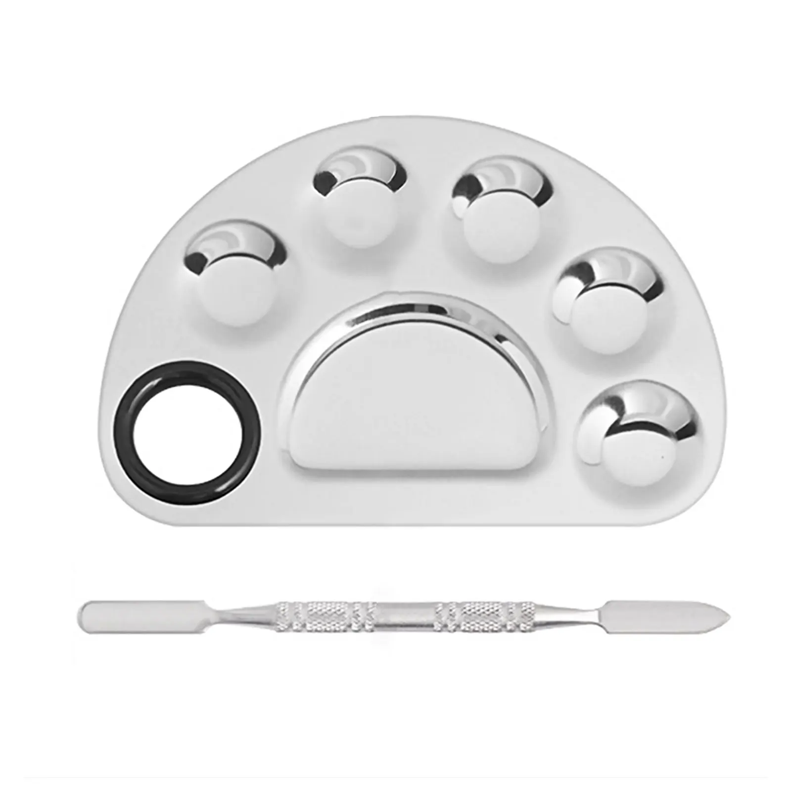 Stainless Steel Cosmetic Makeup Plate Foundation Makeup Mixing Trays Color Cream Mixing Palette With A Spatula