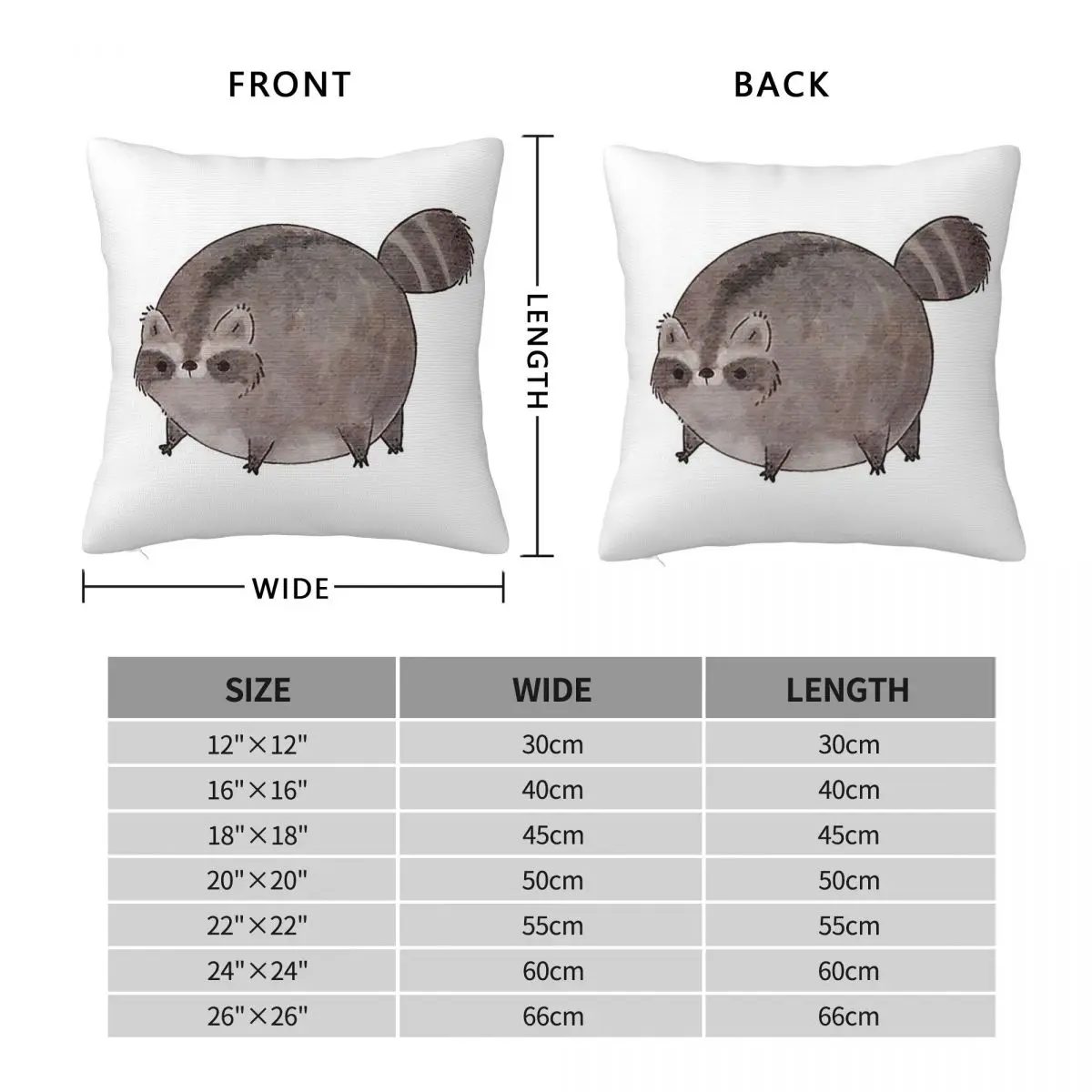 Chubby Trash Panda Square Pillowcase Pillow Cover Polyester Cushion Decor Comfort Throw Pillow for Home Car