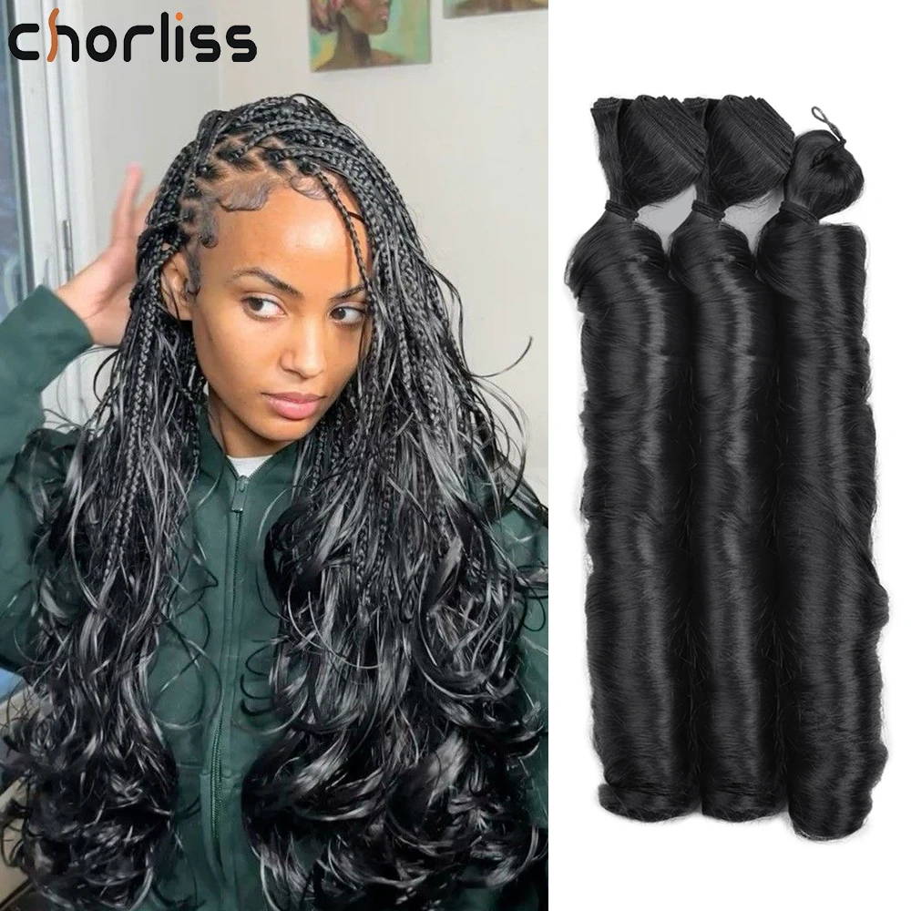 

French Curl Braids Crochet Synthetic Hair 12/24Inch Boho Braids Long Goddess Box Braids Hair Weft＆Bulk Loose Wave Crochet Hair
