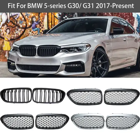 Car Front Bumper Racing Grille For Bmw 5 Series G30 G31 520i 530i 540i Sedan Wagon 2017-2020 Pre-Facelift Auto Kidney Grill