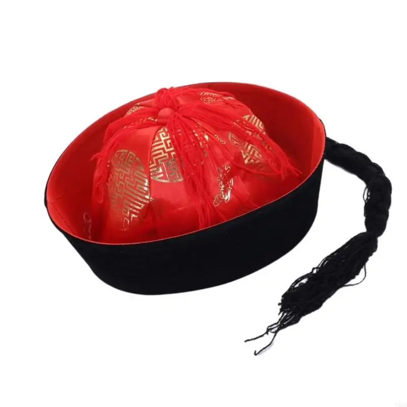 N5KB Chinese Mandarin Hat for Dressing Up and Photography Props for Role Play and Theater Funny Eunuch Hat