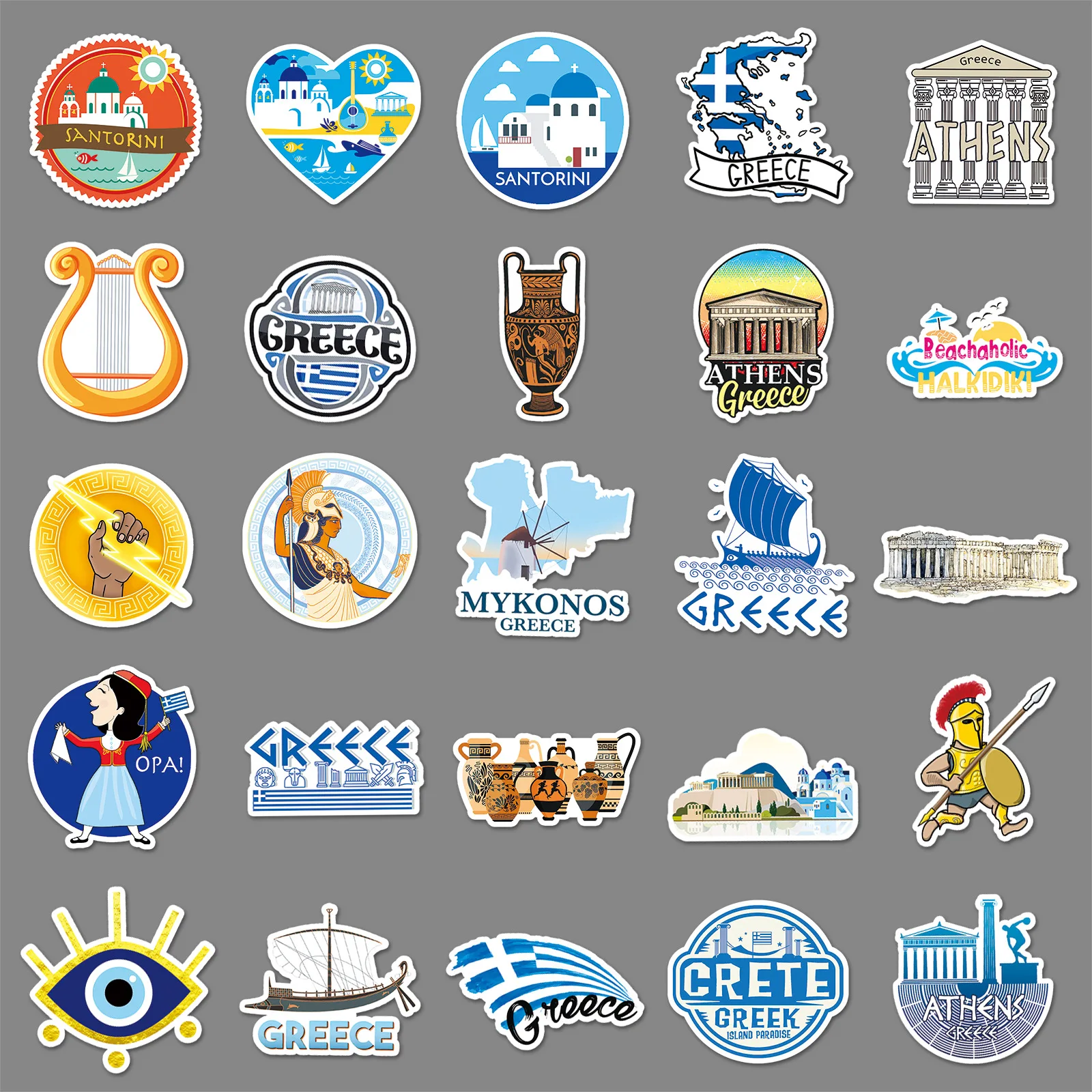 10/30/50pcs Greek Outdoor Travel Commemorative Series Stickers Hand Account Material Mobile Phone Water Cup Decoration Sticker