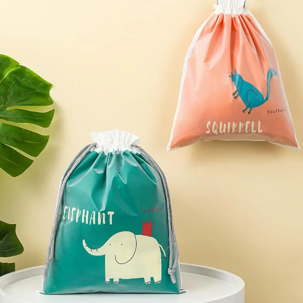 Waterproof Drawstring Bag Double Layer Travel Organizer Cartoon Portable Laundry Pouch for Socks Underwear Dirty Clothes H1Y5