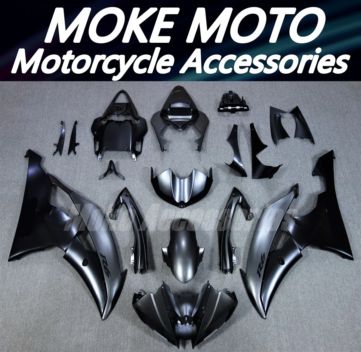 Kit de carenados aptos para Yzf R6 2008 2009 2010 2011 2012 2013 2014 2015 2016 conjunto de carrocería de inyección negro mate gris