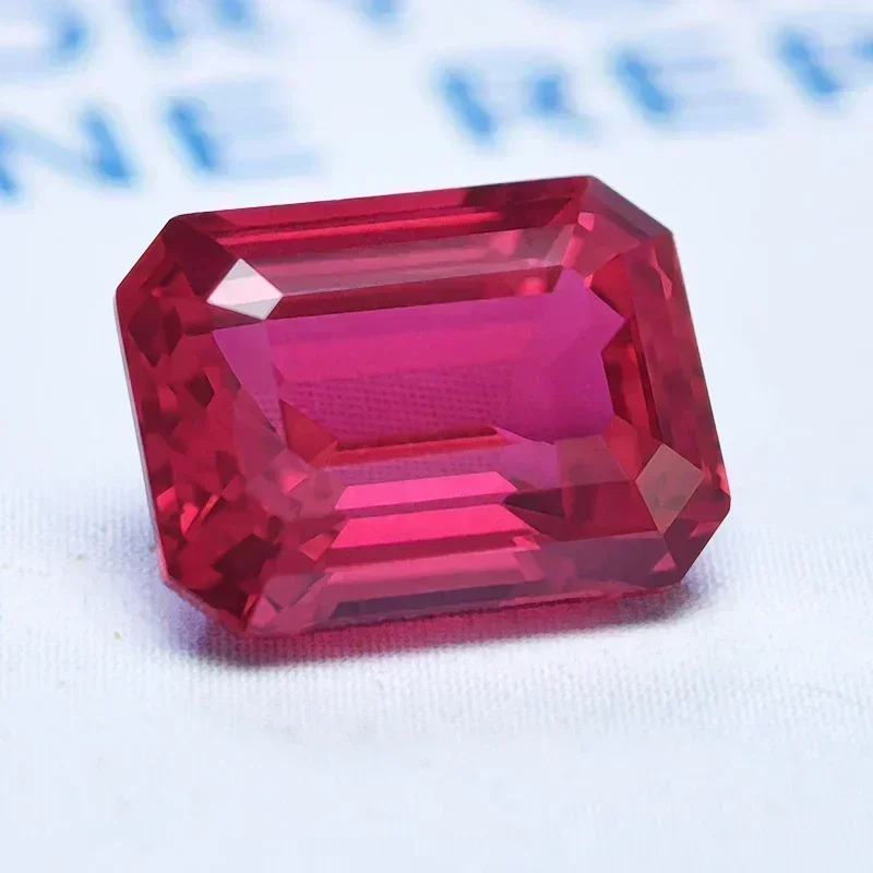 Lab Grown Rubin Emerald Cut Wholesale Red Color Charms Beads Selectable AGL Certificate for DIY Jewelry Making Necklace Earrings