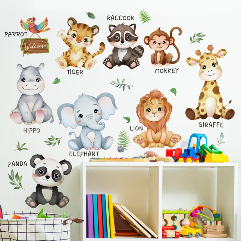 Cartoon Animal Background Wall Stickers Children Room Kindergarten Room Living Room Decoration Sticker Self-adhesive Removable