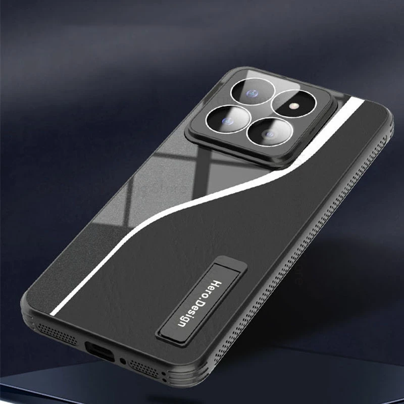 

Spliced Leather Flip Phone Kickstand Case For Xiaomi 15 Pro 13 14 Pro Camera Lens Film Protector Stand Cover For Redmi K70 Ultra