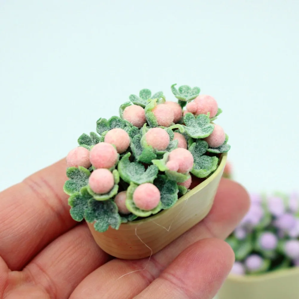 1/12 ドールハウスシミュレーション植物ミニチュア 4 色花植物鉢植えミニ緑葉植物ドールハウスミニホームデコレーション