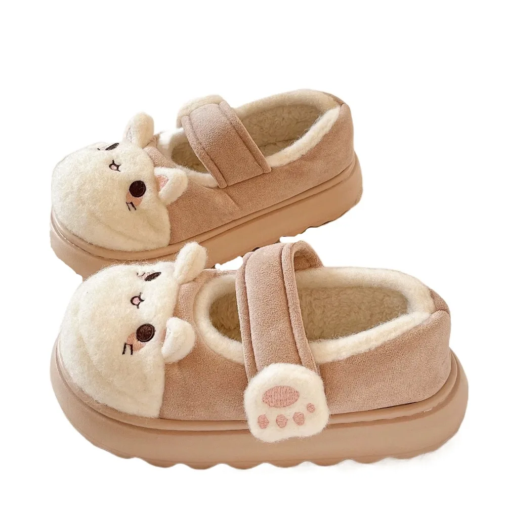 Cute Cartoon Cat Paw Shoes Kawaii Homewear Thick Warm Slippers Thick-sole Anti Slip Plush Floor Shoes Women