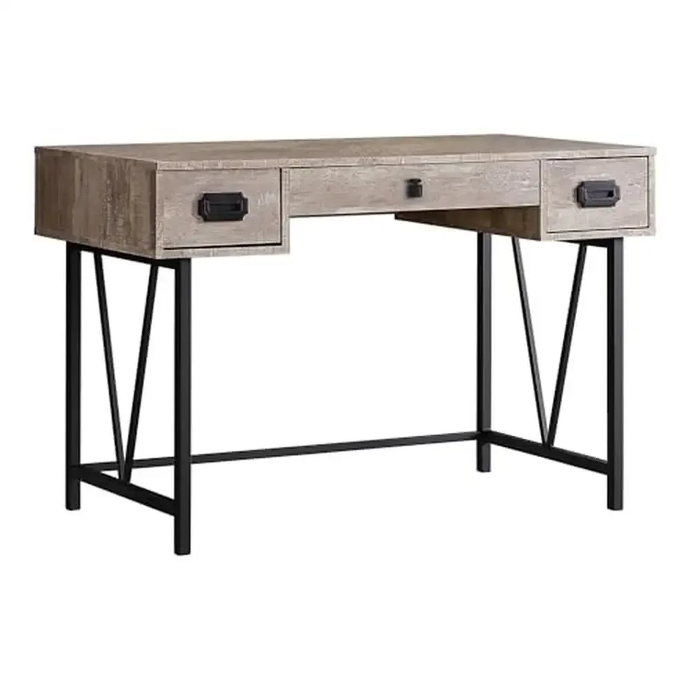 Wood Grain Laptop Desk with Metal Drawers Home & Office 48