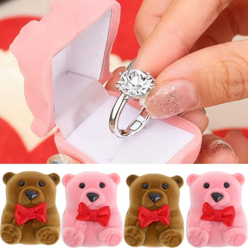 1-10 قطعة الدببة الضخمة صندوق خاتم علبة مجوهرات صغيرة الكورية لطيف هدية لعيد الحب اقتراح خاتم الزواج حامل المحمولة تخزين الهدايا #1