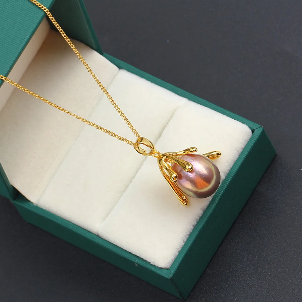 Brass 14K Gold Plated Dancing Finger Pearl Pendant Blank Setting, Color Retention DIY Jewelry Accessories