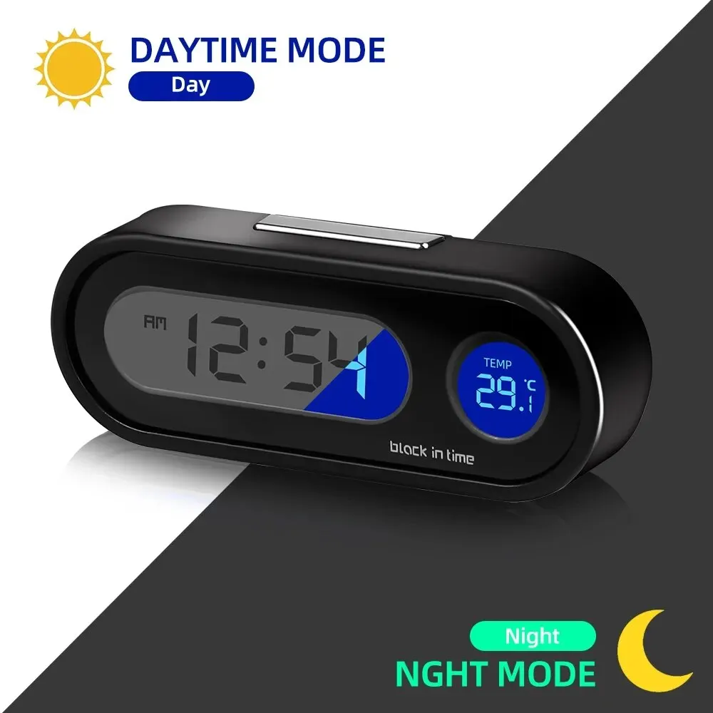 Car Clock Time Watch Mini Electronic Auto Clocks Luminous Interior Thermometer LCD Backlight Digital Display Car Accessories