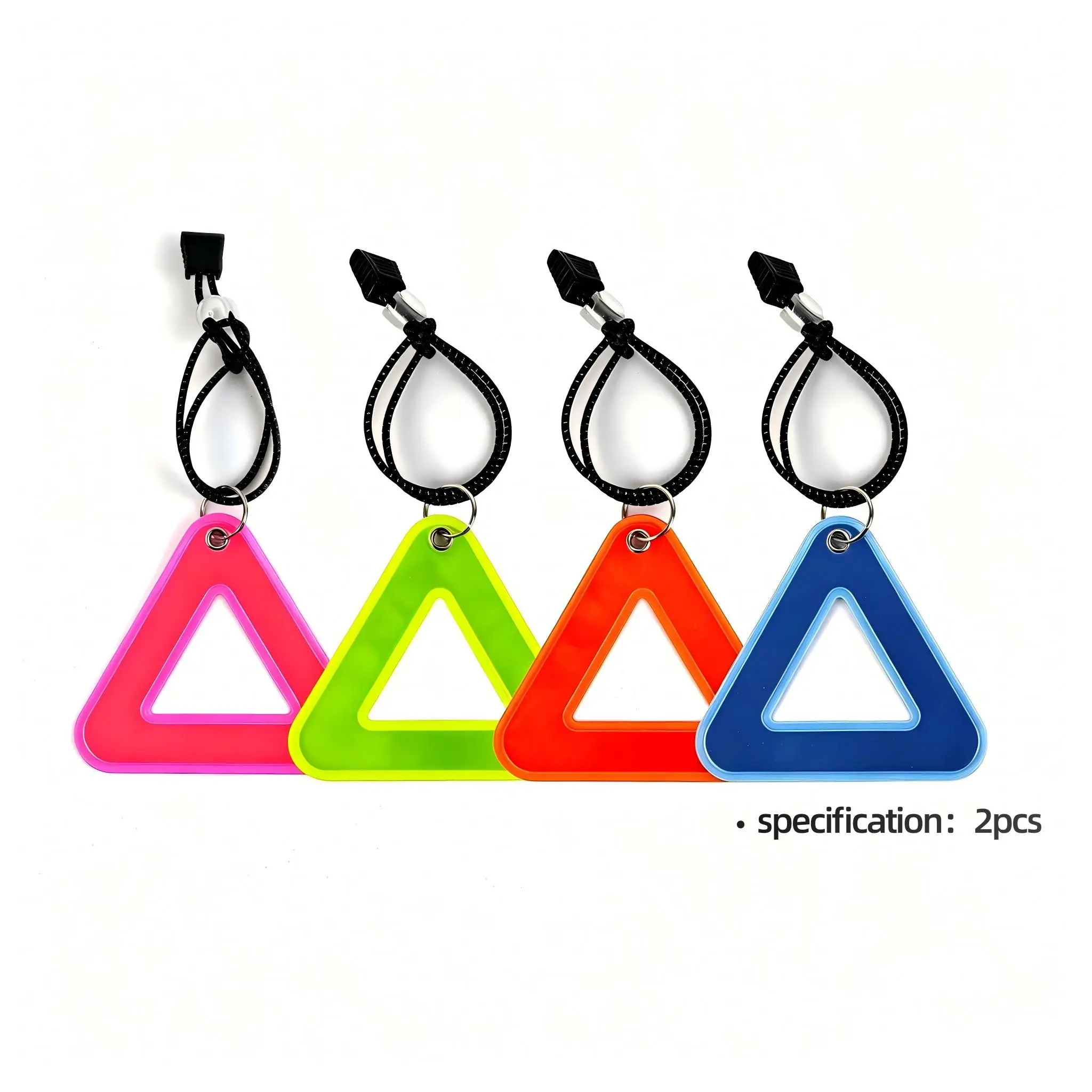 Triangle Reflective Safety Pendant, Waterproof Neon Warning Reflector with Elastic Strap, for Cycling, Running, Backpack, Night