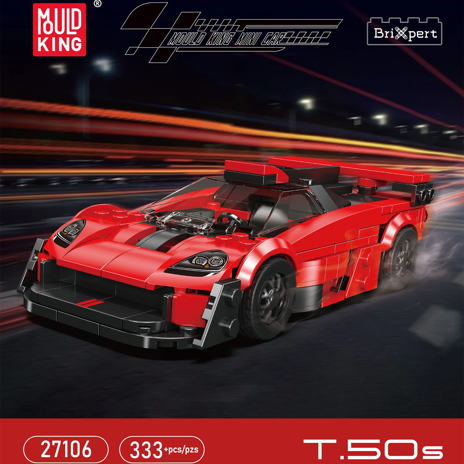 

Mould King 27106 T.50S Supercar Buidling Blocks Mini Car Series Racing Sports Car Model with Display Box Gift Collectible Toys