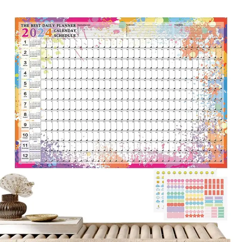 

2024 Wall Calendar Erasable 12 Month Annual Wall Planner 2024 Planning Wall Calendar Monthly Themed Horizontal Wall Calendar