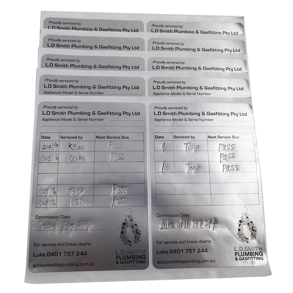 High Quality Custom Print Self-debossing Aluminium Debossable Foil Labels Embossed Mark Writable Glossy Stickers For Outdoor Use