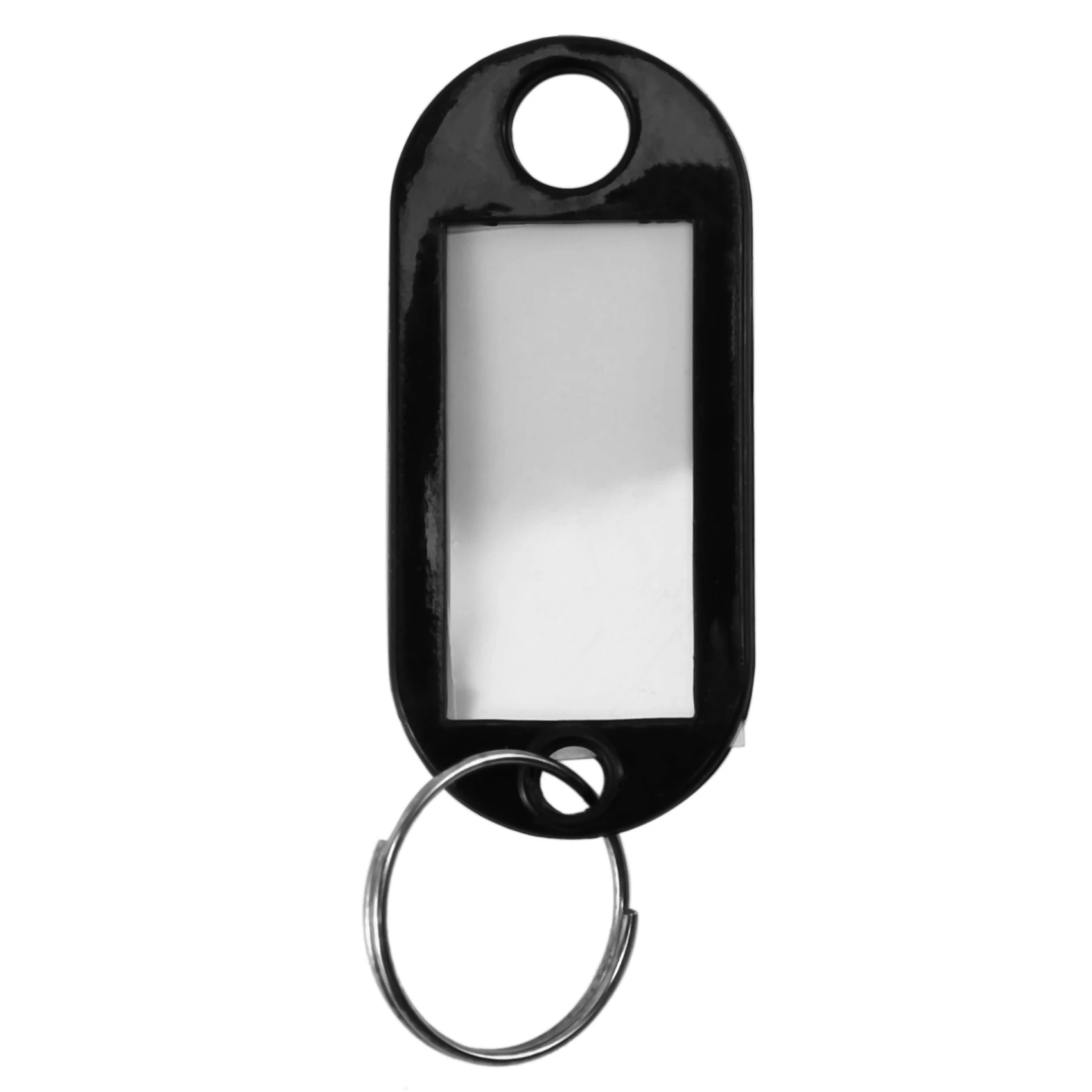 ABQR 20個入り アソートキーアイデアルレーベルタグ スプリットリングキーリングキーホルダー（ブラック）