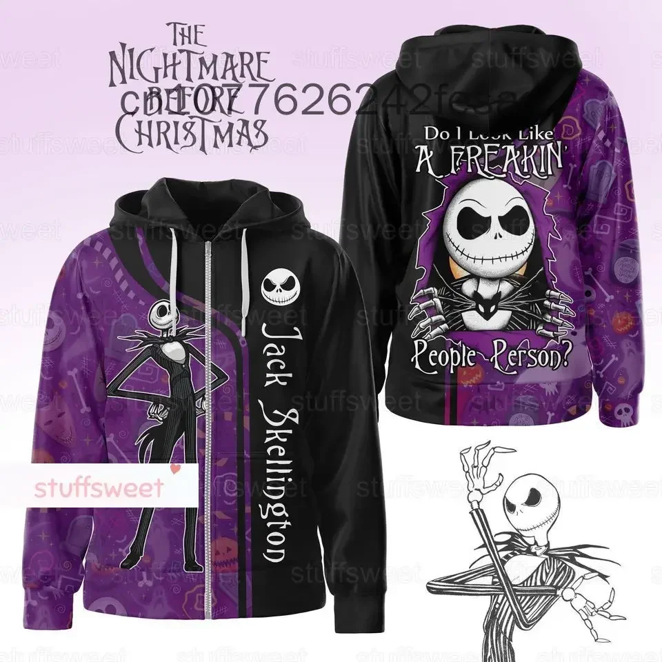 2024 New Jack And Sally Hoodie Nightmare Before Christmas Zip Hoodie