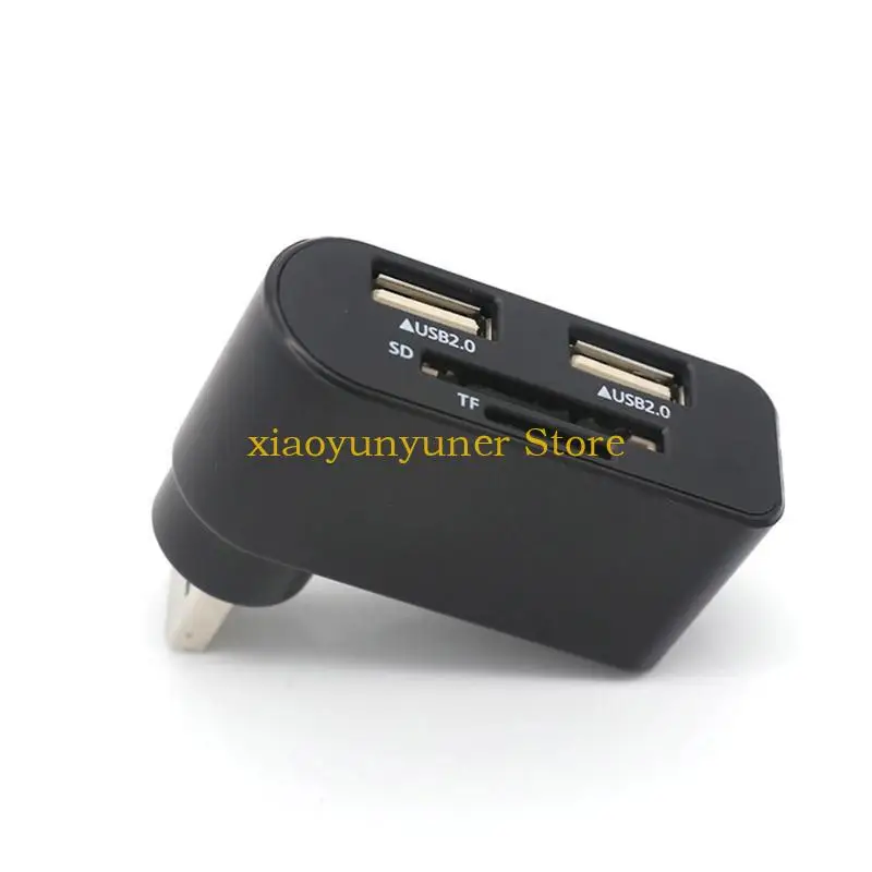 

P9JB 4-port USB2.0 Hub 180° Rotating Multi-function SD TF Card Reader USB Splitter Expansion Docking Station 1TB 480Mbps