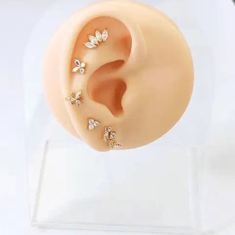 ASTM F136 G23 टाइटेनियम फ्लावर मून बटरफ्लाई थ्रेडलेस पियर्सिंग लाइटनिंग पिन पुश इन लिप स्टड डेथ कॉन्च इयररिंग 16G 18G 20G 10 best sales छेदन में धक्का - №7