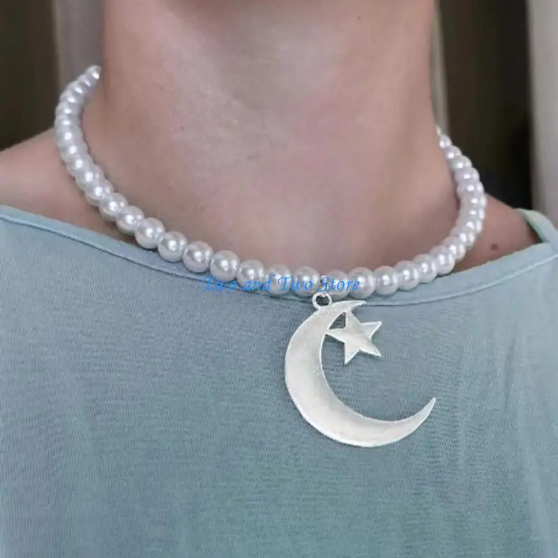 HX6F قلادة من اللؤلؤ الاصطناعي قلادة أنيقة من اللؤلؤ مرتبطة باللؤلؤ المقلد