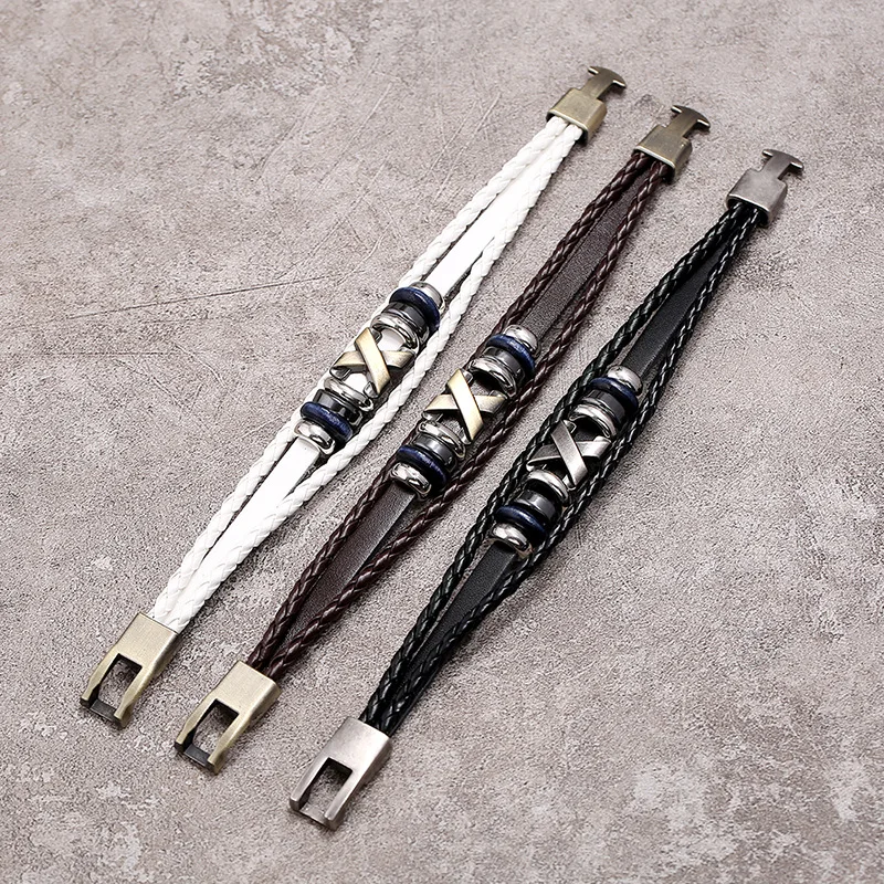 Beads Cowhide Bracelet For Women Men All Match X Pulseras Para Hombre Leather Bracelets Sieraden Jewellery Multilayer