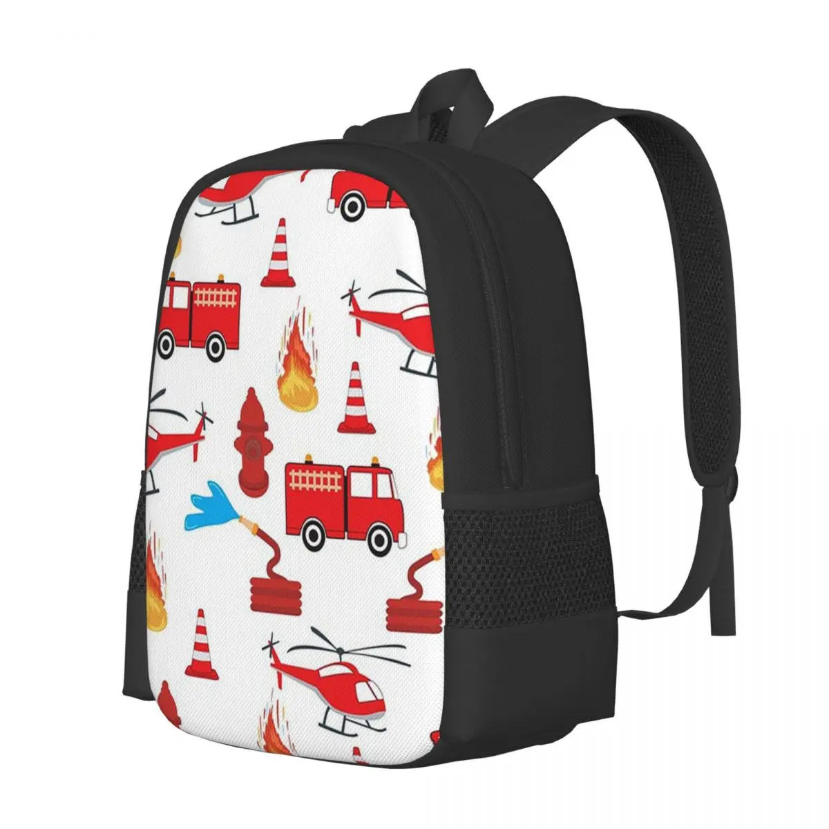 Red Transport Fire Truck Engine Brigade Student Backpack School Bag Hiking Travel Daypack for Men Women Bookbag Shoulder Bags