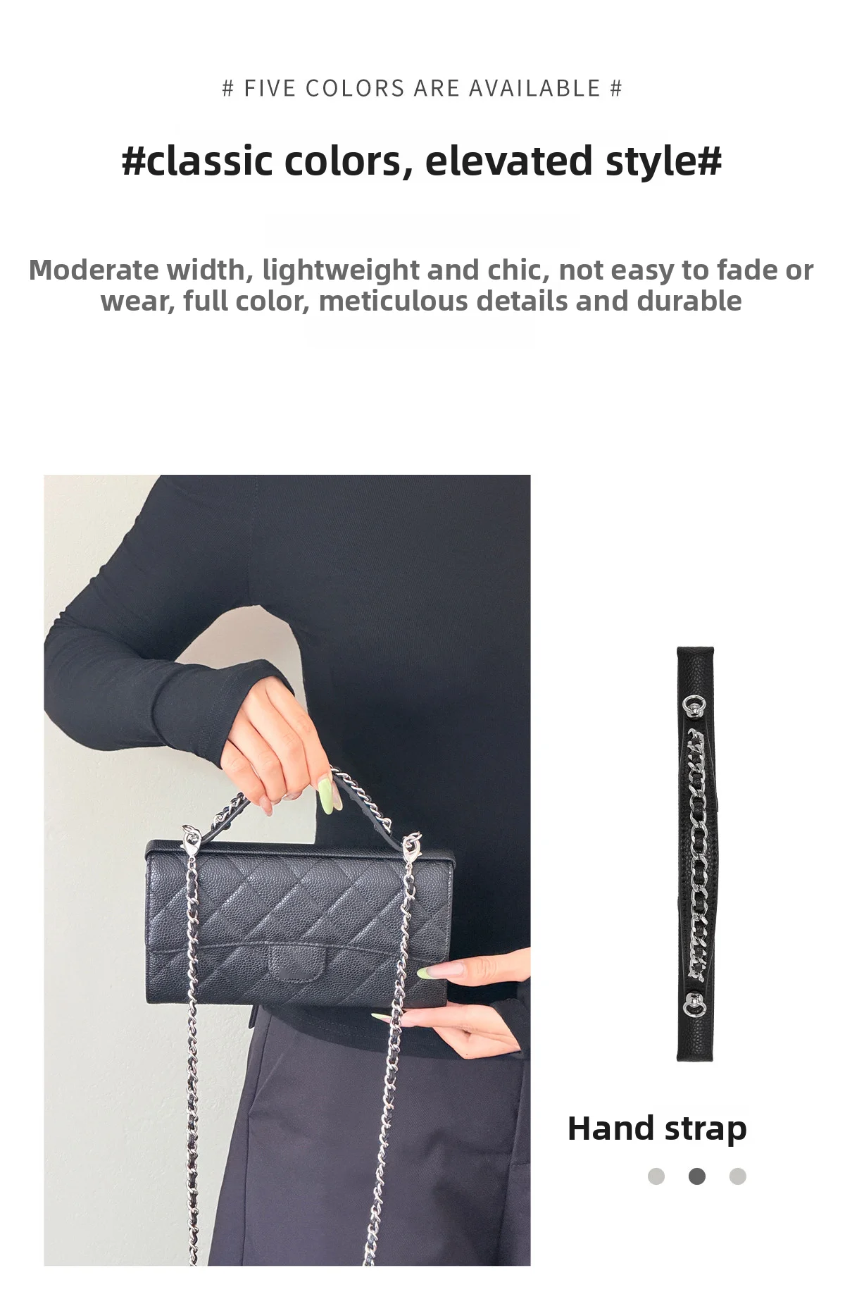 Cowhide Leather Chain Top Handle,Wear-through Handle Replacement Accessories Compatible with WOC Wallet On Chain Bag