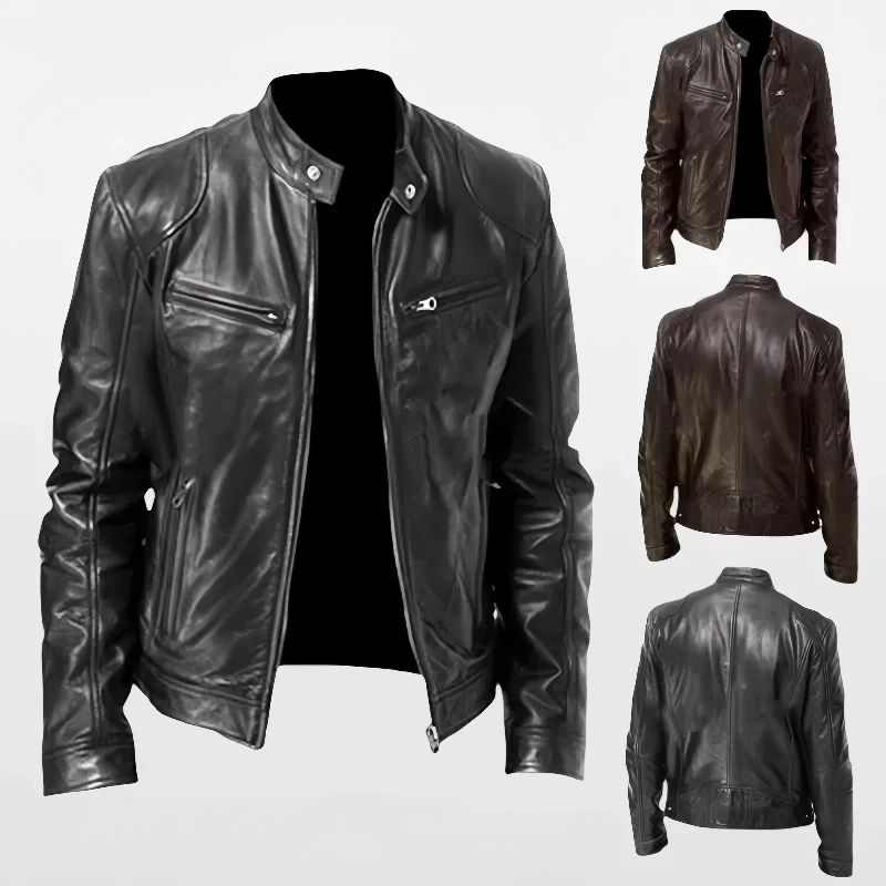 

Men's men's leather jacket, men's teenage stand up collar, men's leather jacket, leather jacket